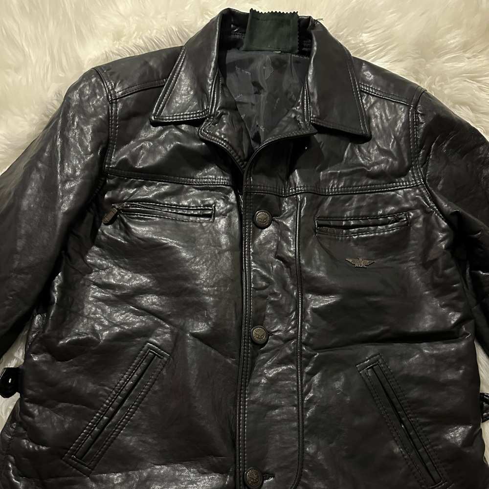 Reportage RGA Men's  Faux Leather Jacket Black M Made In Italy